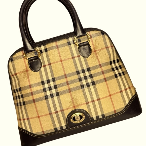 Burberry Handbags - Burberry Nova Check Black Leather Satchel